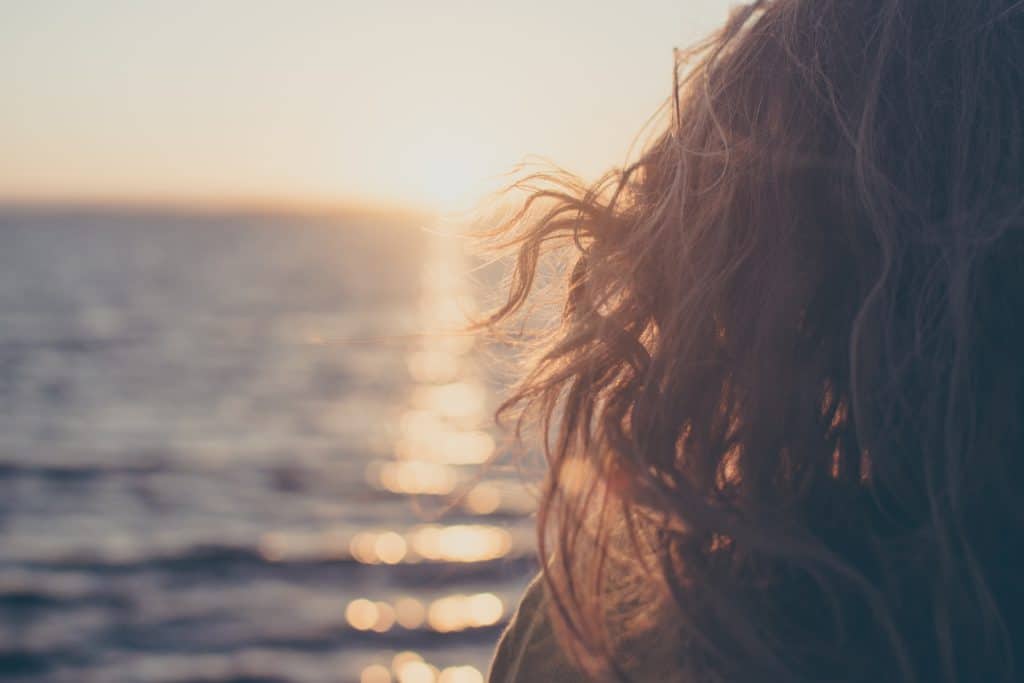 girl at beach in autumn